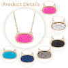 ANATTASOUL 6Pcs 6 Colors Simulated Druzy Resin Oval Pendant Necklaces Set with Alloy Satellite Chains NJEW-AN0001-59-3