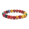 Dyed Natural Weathered Agate Round Beaded Stretch Bracelet for Women BJEW-JB09382-3