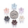 6-Petal Spray Painted Acrylic Bead Caps MACR-S373-46J-3