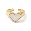 Shell Heart Open Cuff Ring for Women RJEW-C091-07G-01-2