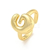 Brass Letter Open Cuff Rings for Women RJEW-G313-01G-G-1