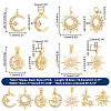 AHADERMAKER 14Pcs 7 Style Brass Micro Pave Clear Cubic Zirconia Pendants FIND-GA0002-36-2