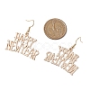 Word Happy New Year Alloy Dangle Earrings for Women EJEW-JE06155-3