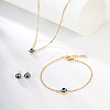 Evil Eye Stainless Steel Stud Earring & Bracelets & Necklaces Set LY5157-2-2