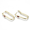 Brass Enamel Huggie Hoop Earrings EJEW-N011-33-NF-5