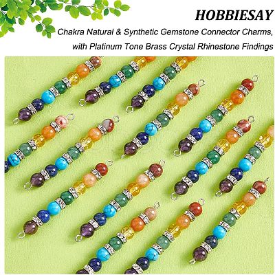 HOBBIESAY 20Pcs Chakra Natural & Synthetic Gemstone Connector Charms FIND-HY0001-32-1