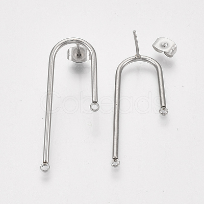 Left and Right Non-Tarnish 304 Stainless Steel Stud Earring Findings X-STAS-S079-143A-1