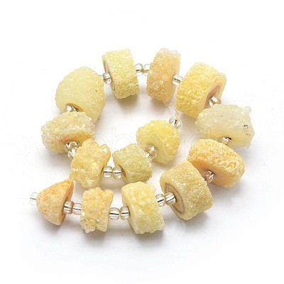 Natural Druzy Quartz Crystal Beads Strands G-F582-B11-1