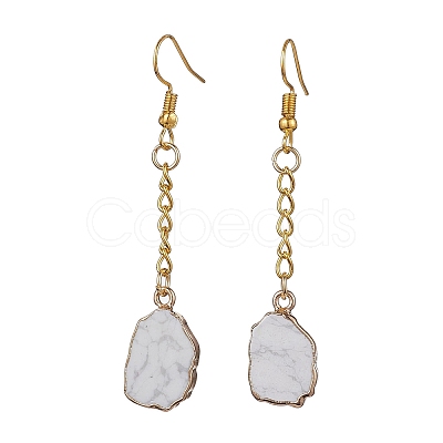 Nuggets Natural Howlite Dangle Earrings EJEW-JE05683-03-1