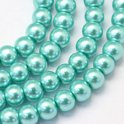 Baking Painted Pearlized Glass Pearl Round Bead Strands HY-Q003-4mm-65-1