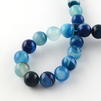 Dyed Natural Striped Agate/Banded Agate Round Bead Strands X-G-R342-6mm-05-1