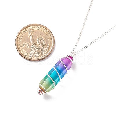 Glass Bullet Pendant Necklace NJEW-JN03879-1