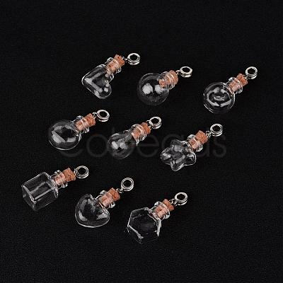 Mixed Shapes Glass Wishing Bottle European Dangle Charms PALLOY-JF00162-1