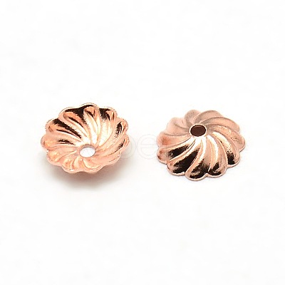 Brass Flower Bead Caps KK-O043-02RG-1