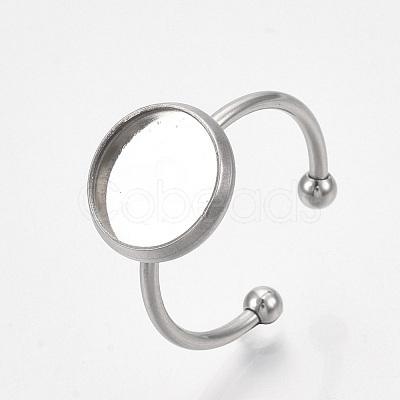 Tarnish Resistant 201 Stainless Steel Cuff Finger Rings Components X-STAS-T047-19B-1