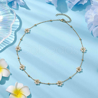 Imitated Pearl Acrylic Beads Necklace NJEW-JN04938-1