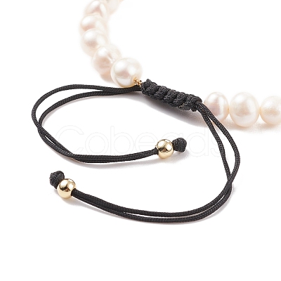 Natural Shell & Pearl Braided Bead Bracelet BJEW-JB08237-04-1