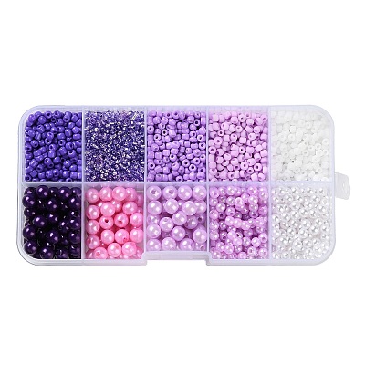 DIY 10 Grids ABS Plastic & Glass Seed Beads Jewelry Making Finding Beads Kits DIY-G119-01A-1