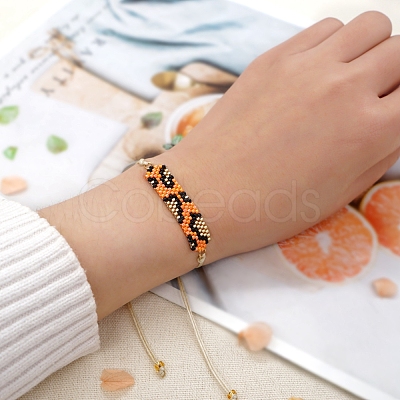 Friendship Leopard Print Loom Pattern Miyuki Seed Beads Bracelets for Women BJEW-C011-42A-1