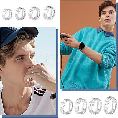 DICOSMETIC 16Pcs 8 Size 316 Stainless Steel Grooved Finger Ring for Men Women RJEW-DC0001-09A-1