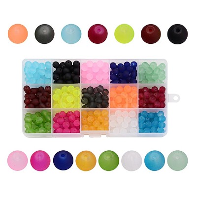 1Box 15 Color Transparent Glass Beads GLAA-X0011-02-6mm-1