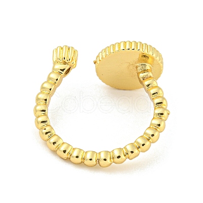 Flat Round with Moon Star Rack Plating Brass Micro Pave Cubic Zirconia Open Cuff Rings RJEW-N047-03A-G-RS-1