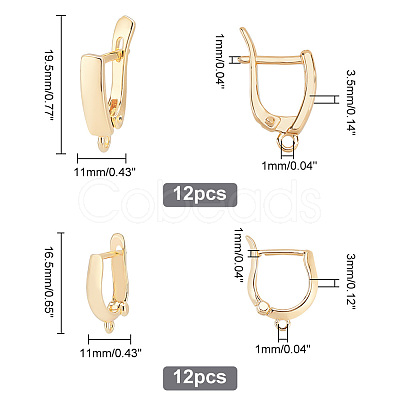 PandaHall Elite 24Pcs 2 Style Brass Hoop Earring Findings FIND-PH0008-64-1