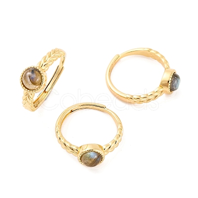 Round Natural Labradorite Adjustable Rings RJEW-Q817-03G-04-1