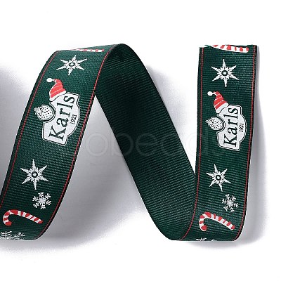 25 Yards Christmas Theme Printed Polyester Grosgrain Ribbon OCOR-C004-02F-1