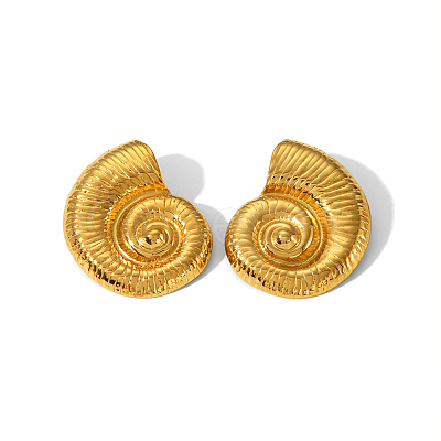 Fashionable Summer Beach Conch Stainless Steel Stud Earrings for Women KA7442-2-1