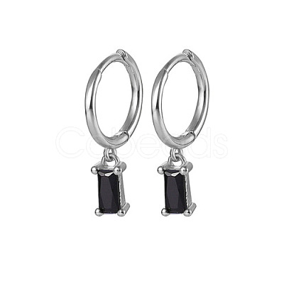 Anti-Tarnish Platinum Rhodium Plated 925 Sterling Silver Dangle Hoop Earrings for Women SY2365-5-1