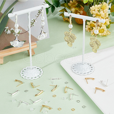 CREATCABIN 40Pcs 2 Colors Teardrop Brass Stud Earring Findings DIY-CN0002-72-1