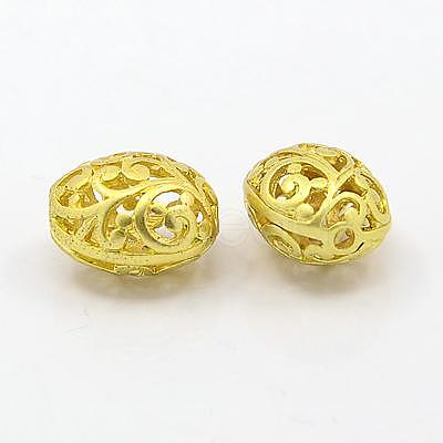 Brass Hollow Beads KK-D252-07G-1