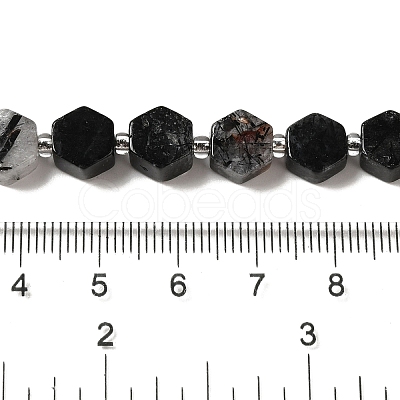 Natural Black Rutilated Quartz Beads Strands G-P534-A04-02-1