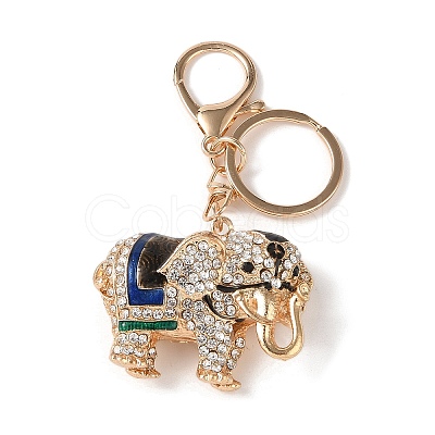 Elephant Zinc Alloy Enamel with Rhinestone Pendant Keychain KEYC-G061-01C-1