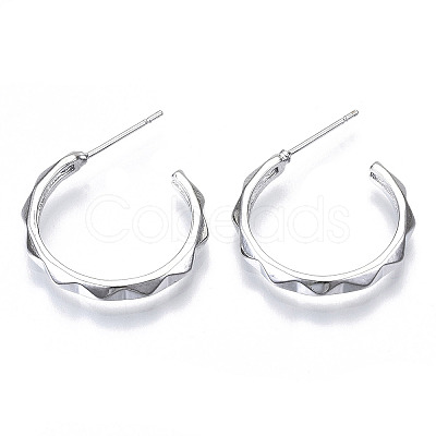 Brass Half Hoop Earrings KK-N232-109P-NF-1