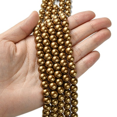 Eco-Friendly Dyed  Glass Pearl Round Beads Strands HY-A002-8mm-RB037-1