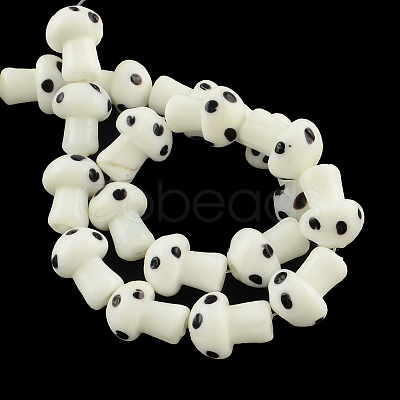 Mushroom Handmade Lampwork Beads Strands LAMP-R116-18-1