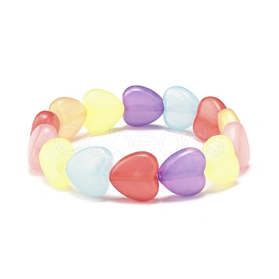 Candy Color Heart Beaded Stretch Bracelet for Women BJEW-JB07631-1