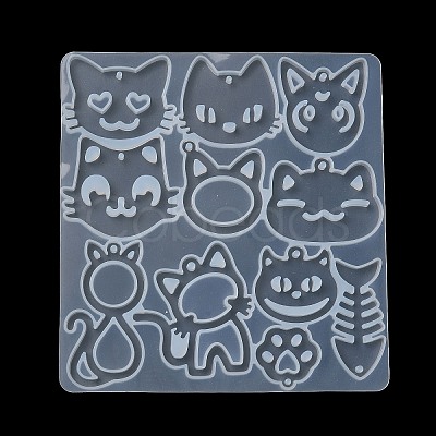 Cat Shape DIY Pendant Silicone Molds DIY-G101-01A-1