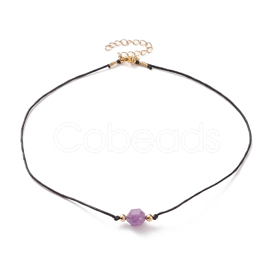 Faceted Natural Dyed Amethyst Pendant Necklaces NJEW-JN03230-03-1