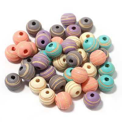 Spray Painted Wood Beads WOCR-PW0003-80A-1