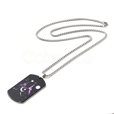 Non-Tarnish 201 Stainless Steel Rectangle with Constellations Pendant Necklace for Women NJEW-G015-01E-1