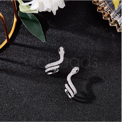 Clear Cubic Zirconia Snake Stud Earrings JE1077A-1