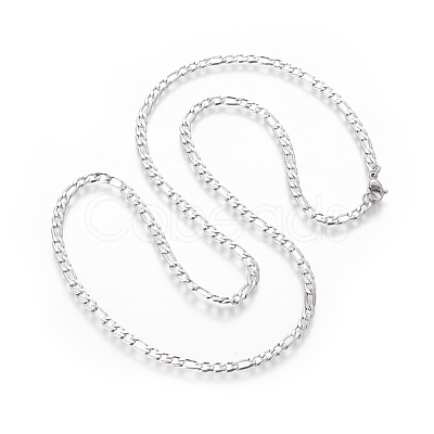 Non-Tarnish 304 Stainless Steel Figaro Chain Necklaces NJEW-E143-12P-1