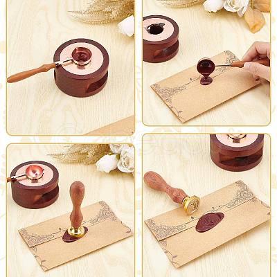 Brass Wax Seal Stamps with Rosewood Handle AJEW-WH0412-0166-1