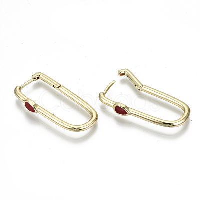 Brass Enamel Huggie Hoop Earrings EJEW-N011-33-NF-1