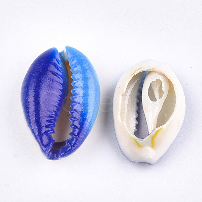 Printed Natural Cowrie Shell Beads X-SSHEL-T007-14A-1