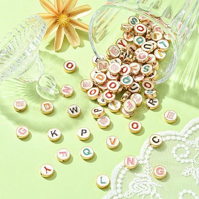 Alloy Enamel Letter Beads ENAM-CJ0001-24-1