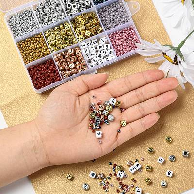 Metallic Colour Letter Beads Kit for DIY Jewelry Making Findings Kit DIY-YW0004-85-1